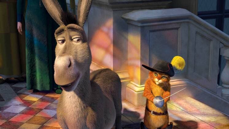 May 31, 2007 - Donkey (EDDIE MURPHY) and Puss In Boots (ANTONIO BANDERAS) .SHREK THE THIRD.Supplied by ES- TV-MOVIE STILL.K53365 - ZUMAg49_ 20070531_gaf_g190_295