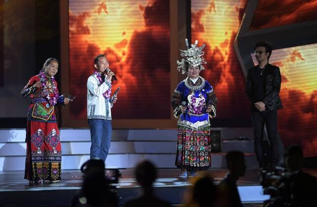 SANYA, Jan. 5, 2017 -- Winners of the Jack Ma Rural Teachers Award perform during the awarding ceremony in Sanya, a tourism resort in south China s Hainan Province, on Jan. 5, 2017. The awarding ceremony of the Jack Ma Rural Teachers Award was held on Thursday, with 100 rural teachers winning the award of 100,000 yuan (14,522 U.S. dollars) respectively. ) (wf) CHINA-SANYA-JACK MA-RURAL TEACHERS AWARD (CN) YangxGuanyu 