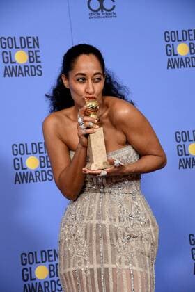 Tracee Ellis Ross winner of the award for Best Performance by an Actress in a Television Series - Musical or Comedy appears backstage during the 74th annual Golden Globe Awards at the Beverly Hilton Hotel in Beverly Hills, California on January 8, 2017.  LAP20170108488 JIMxRUYMEN