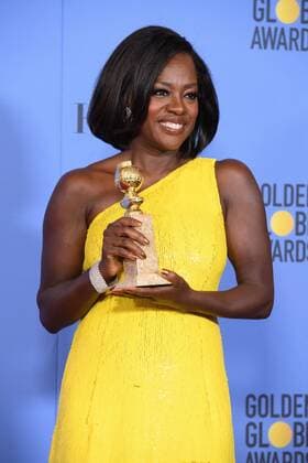 Jan 8, 2017 - Beverly Hills, California, U.S - After winning the category of BEST PERFORMANCE BY AN ACTRESS IN A SUPPORTING ROLE IN A MOTION PICTURE for her work in Fences, actress VIOLA DAVIS poses backstage in the press room with her Golden Globe Award at the 74th Annual Golden Globe Awards at the Beverly Hilton in Beverly Hills, CA on Sunday, January 8, 2017. Beverly Hills U.S - ZUMAz03_ 20170108_sha_z03_469