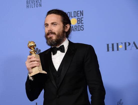 Casey Affleck, winner of the award for Best Actor in a Motion Picture - Drama for Manchester By the Sea appears backstage with his trophy during the 74th annual Golden Globe Awards at the Beverly Hilton Hotel in Beverly Hills, California on January 8, 2017.  LAP201701084009 JIMxRUYMEN