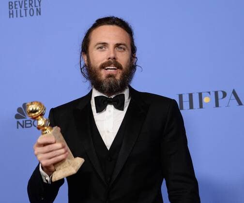 Casey Affleck, winner of the award for Best Actor in a Motion Picture - Drama for Manchester By the Sea appears backstage with his trophy during the 74th annual Golden Globe Awards at the Beverly Hilton Hotel in Beverly Hills, California on January 8, 2017.  LAP201701084003 JIMxRUYMEN