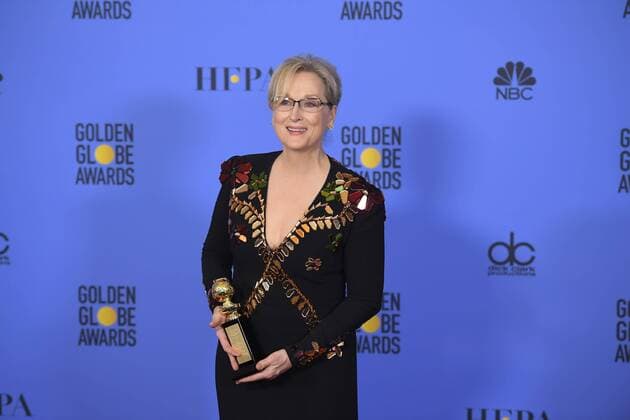 January 8, 2017 - Los Angeles, California, U.S. - MERYL STREEP celebrates receiving the Cecil B. DeMille backstage at 74th Annual Golden Globe Awards, at The Beverly Hilton in Beverly Hills. Los Angeles U.S. - ZUMAz03_ 20170108_zbp_z03_419