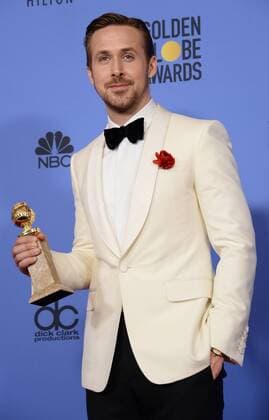 Ryan Gosling, winner of the award for Best Performance by an Actor in a Motion Picture Musical or Comedy for La La Land appears backstage with his trophy during the 74th annual Golden Globe Awards at the Beverly Hilton Hotel in Beverly Hills, California on January 8, 2017.  LAP201701084030 JIMxRUYMEN
