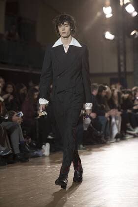 London: Vivienne Westwood Fashion Show Vivienne Westwood s runway at LFW Men s January 2017. A model walks the runway at the Vivienne Westwood show during London Fashion Week Men s collections at Seymour Leisure Centre. Dame Vivienne Isabel Westwood is a British fashion designer and businesswoman, largely responsible for bringing modern punk and new wave fashions into the mainstream. Westwood came to public notice when she made clothes for Malcolm McLaren s boutique in the King s Road, which became famous as SEX  AlbertoxPezzali