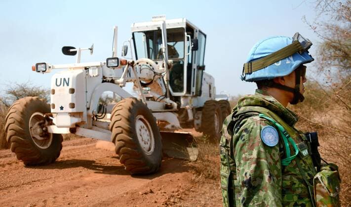 GSDF deployed in S. Sudan for U.N. peacekeeping operations Japanese Ground Self-Defense Force personnel are deployed near Juba, the capital of South Sudan, for U.N. peacekeeping operations on Jan. 9, 2017. They have taken on new roles since December of rescuing U.N. staff and other personnel under attack and playing a bigger part in protecting U.N. peacekeepers camps. 