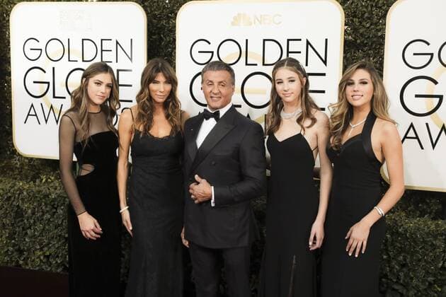 Jan 8, 2017 - Beverly Hills, California, U.S. - SCARLET STALLONE, SISTINE STALLONE, SOPHIA STALLONE, JENNIFER FLAVIN, SYLVESTER STALLONE arrives for the 74th Annual Golden Globe Awards at The Beverly Hilton hotel in Beverly Hills. Beverly Hills U.S. - ZUMAa168 20170108_shh_a168_429