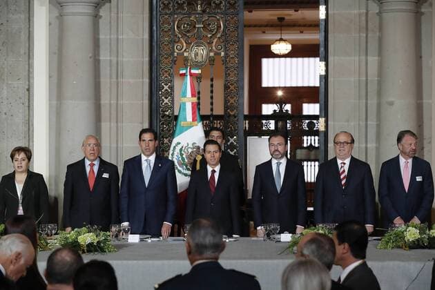 Enrique Pena Nieto während eines Treffens von Botschaftern und Konsuln in Mexiko-Stadt January 11, 2017 - Mexico - Enrique Pena Nieto, Patricia Espinosa, Jose Angel Gurria, Pablo Escudero Morales, Luis Videgaray, Graco Ramirez, Jorge Castaneda  - ZUMAu78_ 20170111_zaf_u78_044