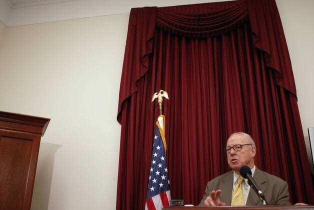 May 03, 2007 - Washington, DC, USA - HANS BLIX, former Director of the International Atomic Energy Agency (IAEA) and Executive Chairman of UN Monitoring, Verification and Inspection Commission (UNMOVIC; from March 2000 - June 2003) speaks at a panel on Capitol Hill discussing nuclear nonproliferation titled, Nuclear Weapons: Resolving Iran, Reviewing Iraq. The work of UN weapons inspectors in the lead-up to the Iraq war has garnered new attention in light of former CIA Director George Tenet s book At the Center of Storm. - ZUMAm97_ 20070503_sim_m97_036