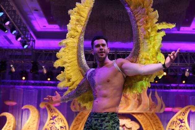 Shenyang, China - Shenyang, CHINA-January 14 2017: (EDITORIAL USE ONLY. CHINA OUT) ..A male model walks on the runway during a fake Victoria s Secret fashion show in Shenyang, northeast China s Liaoning Province. A plastic surgery hospital held the Victoria s Secret Fashion Show , hiring models to wear wings and lingerie during the show, which attracted many people. Shenyang China  - ZUMAs145 20170118_zaa_s145_019