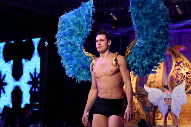 Shenyang, China - Shenyang, CHINA-January 14 2017: (EDITORIAL USE ONLY. CHINA OUT) ..A male model walks on the runway during a fake Victoria s Secret fashion show in Shenyang, northeast China s Liaoning Province. A plastic surgery hospital held the Victoria s Secret Fashion Show , hiring models to wear wings and lingerie during the show, which attracted many people. Shenyang China  - ZUMAs145 20170118_zaa_s145_010