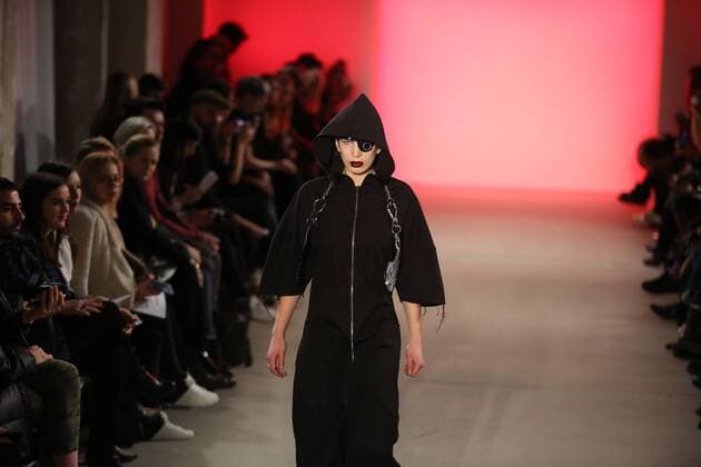 I VR Isabel Vollrath at the Fashion Week Berlin Depression showcases its latest Autumn Winter 2017 Collections in the Kaufhaus Jandorf in the Brunnenstrasse in Berlin-Mitte during the Mercedes-Benz Fashion Week Berlin Autumn Winter 2017 Collections. The photo shows models with the Depression collection on the catwalk.  SimonexKuhlmey