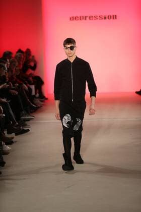 I VR Isabel Vollrath at the Fashion Week Berlin Depression showcases its latest Autumn Winter 2017 Collections in the Kaufhaus Jandorf in the Brunnenstrasse in Berlin-Mitte during the Mercedes-Benz Fashion Week Berlin Autumn Winter 2017 Collections. The photo shows models with the Depression collection on the catwalk.  SimonexKuhlmey