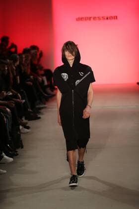 I VR Isabel Vollrath at the Fashion Week Berlin Depression showcases its latest Autumn Winter 2017 Collections in the Kaufhaus Jandorf in the Brunnenstrasse in Berlin-Mitte during the Mercedes-Benz Fashion Week Berlin Autumn Winter 2017 Collections. The photo shows models with the Depression collection on the catwalk.  SimonexKuhlmey