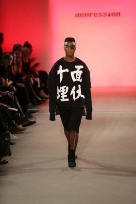 I VR Isabel Vollrath at the Fashion Week Berlin Depression showcases its latest Autumn Winter 2017 Collections in the Kaufhaus Jandorf in the Brunnenstrasse in Berlin-Mitte during the Mercedes-Benz Fashion Week Berlin Autumn Winter 2017 Collections. The photo shows models with the Depression collection on the catwalk.  SimonexKuhlmey