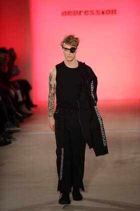 I VR Isabel Vollrath at the Fashion Week Berlin Depression showcases its latest Autumn Winter 2017 Collections in the Kaufhaus Jandorf in the Brunnenstrasse in Berlin-Mitte during the Mercedes-Benz Fashion Week Berlin Autumn Winter 2017 Collections. The photo shows models with the Depression collection on the catwalk.  SimonexKuhlmey