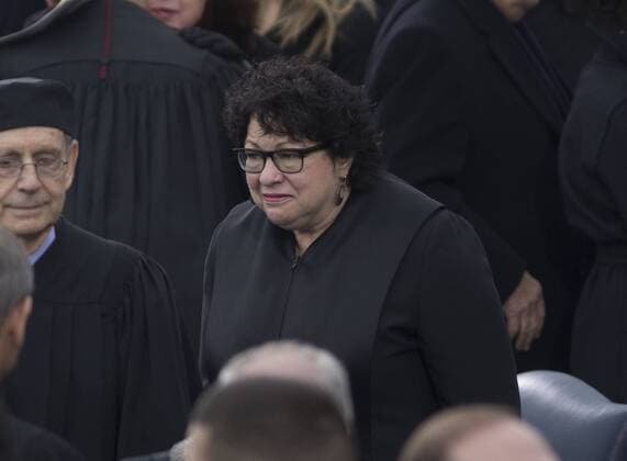 January 20, 2017 - Washington, District Of Columbia, U.S - Supreme Court Justice Sonia Sotomayor arrives to President-elect Donald J. Trump inauguration on January 20, 2017 in Washington, D.C. Trump becomes the 45th President of the United States. Washington U.S. - ZUMAp124 20170120_zaa_p124_089