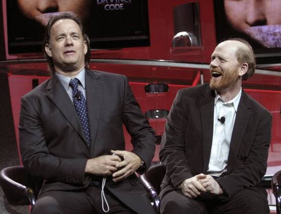 Jan 05, 2006; Las Vegas, NV, USA; Actor TOM HANKS (L) and director RON HOWARD talks about Sony s The Da Vinci Code during a presentation at the 2006 Consumer Electronics Show in Las Vegas Mandatory - ZUMAb91_ 20060105_mkh_b91_501 Copyright: xBarryxSweetx