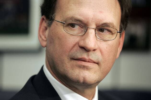 Jan. 24, 2006 - U.S. - Samuel Alito, the Republican White House nominee for the U.S. Supreme Court, met with Sen. Jim Bunning (R-KY). Bunning presented Alito with a baseball, and signed Alito s Bunning-era Phillies program in his Capitol Hill Office in Washington, DC January 24, 2006. (Chuck Kennedy KRT) - ZUMAm67_ 20060124_baf_m67_035 Copyright: xChuckxKennedyx