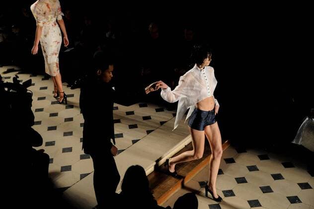 France:Julien Fournie show Haute Couture SS 2017 A model walk the catwalk during the Julien Fournie show. Paris Fashion Week SS 2017 Haute Couture.  GaetanoxxPiazzolla