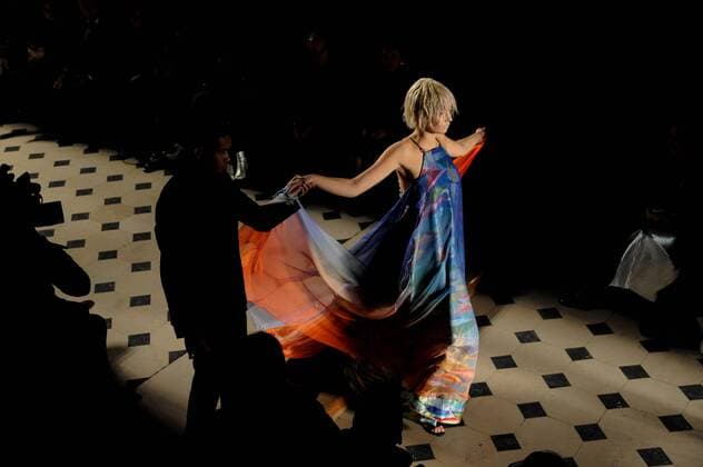 France:Julien Fournie show Haute Couture SS 2017 A model walk the catwalk during the Julien Fournie show. Paris Fashion Week SS 2017 Haute Couture.  GaetanoxxPiazzolla