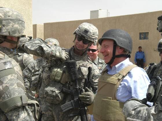 Feb. 7, 2006 - U.S. - Cpl. Adam Miller flew in from Taji, north of Baghdad to meet with his uncle, Sen. Joe Lieberman. (Leila Fadel MCT) - ZUMAm67_ 20060207_baf_m67_122 Copyright: xLeilaxFadelx