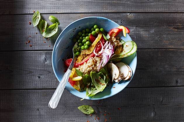 Bowl of quinoa with various vegetables  KSWF01775