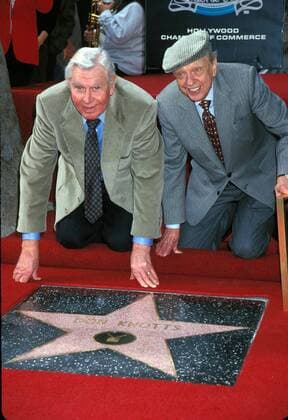 July 3, 2012 - North Carolina, U.S. - ANDY GRIFFITH (June 1, 1926 - July 3, 2012) American actor, director, producer, Grammy Award-winning Southern-gospel singer, and writer died at his home on Roanoke Island in Dare County, North Carolina at the age of 86. Best known as Sheriff Andy Taylor in the TV series The Andy Griffith Show and Ben Matlock in Matlock (1986-1995). PICTURED - Feb. 27, 2006 - ANDY GRIFFITH and DON KNOTTS at the Hollywood Walk Of Fame Star Ceremony. - ZUMAg49_ 20060227_jlr_g49_257 Copyright: xTammiexArroyox