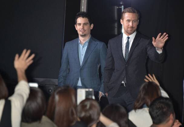 Actor Ryan Gosling(R) and Director Damien Chazelle attend the Japan premiere for the film La La Land on January 26, 2017 in Tokyo, Japan.  TKP2017012601 KEIZOxMORI