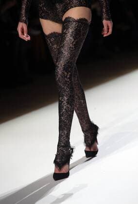 A model takes to the catwalk during the presentation of Galia Lahav s show as part of the Fall-Winter 2017-18 fashion collections in Paris on January 26, 2017.  PAR20170126106 MAYAxVIDON-WHITE