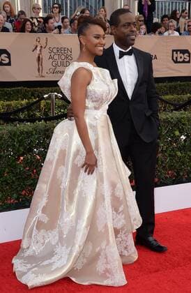 (L-R) Actors Ryan Michelle Bathe and Sterling K. Brown arrive for the the 23rd annual SAG Awards held at the Shrine Auditorium in Los Angeles on January 29, 2017. The Screen Actors Guild Awards will be broadcast live on TNT and TBS.  LAP20170129025 JIMxRUYMEN