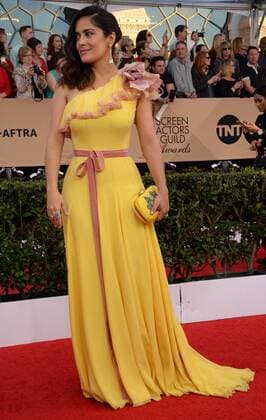 Actress Salma Hayek arrives for the the 23rd annual SAG Awards held at the Shrine Auditorium in Los Angeles on January 29, 2017. The Screen Actors Guild Awards will be broadcast live on TNT and TBS.  LAP20170129282 JIMxRUYMEN