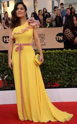 Actress Salma Hayek arrives for the the 23rd annual SAG Awards held at the Shrine Auditorium in Los Angeles on January 29, 2017. The Screen Actors Guild Awards will be broadcast live on TNT and TBS.  LAP20170129279 JIMxRUYMEN