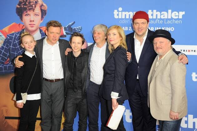 Jule Hermann, Justua von Donanyi, Arved Friese, Andreas Dresen, Nadja Uhl, Charly Huebner, Axel Prahl Ankunft, roter Teppich zur Kinderfilm Premiere Timm Thaler im Zoo Palast in Berlin, am 29.01.2016