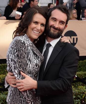 (L-R) Actors Jay Duplass (R) and Amy Landecker arrive for the 23rd annual SAG Awards held at the Shrine Auditorium in Los Angeles on January 29, 2017. The Screen Actors Guild Awards will be broadcast live on TNT and TBS.  LAP20170129782 JIMxRUYMEN