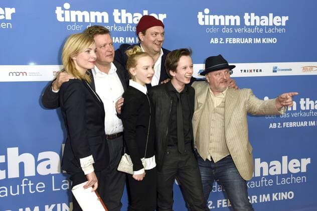 Nadja Uhl, Justus von Dohnanyi, Jule Hermann, Charly Hübner, Arved Friese und Axel Prahl bei der Premiere des Kinofilms Timm Thaler oder das verkaufte Lachen im Zoo Palast. Berlin, 29.01.2017 Foto:xF.xKernx xFuturexImage