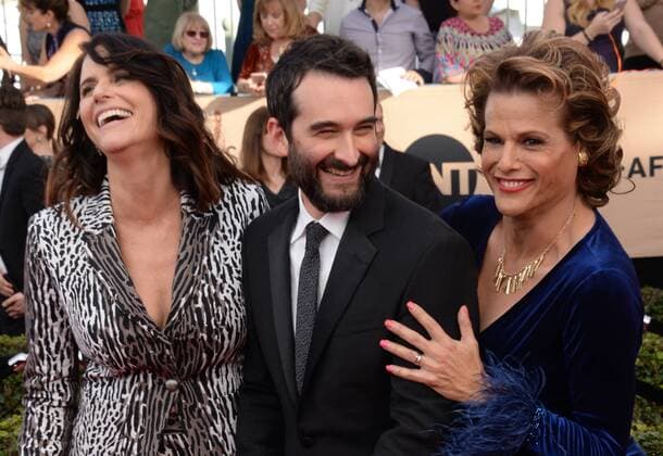 (L-R) Actors Jay Duplass, Alexandra Billings, and Amy Landecker arrive for the 23rd annual SAG Awards held at the Shrine Auditorium in Los Angeles on January 29, 2017. The Screen Actors Guild Awards will be broadcast live on TNT and TBS.  LAP20170129846 JIMxRUYMEN