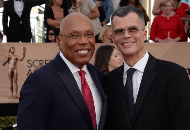 DGA President Paris Barclay (L) and Christopher Mason arrive for the 23rd annual SAG Awards held at the Shrine Auditorium in Los Angeles on January 29, 2017. The Screen Actors Guild Awards will be broadcast live on TNT and TBS.  LAP20170129850 JIMxRUYMEN
