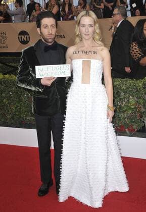 Simon Helberg & wife Jocelyn Towne SCREEN ACTORS GUILD AWARDS: ARRIVALS Los Angeles Patrick Rideaux PicturePerfect