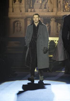 New York Mens Fashion Week Fall 2017 Model walks runway for Joseph Abboud collection during New York Mens Fashion Week Fall 2017 in Saint Stephens Church  LevxRadin
