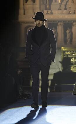 New York Mens Fashion Week Fall 2017 Model walks runway for Joseph Abboud collection during New York Mens Fashion Week Fall 2017 in Saint Stephens Church  LevxRadin