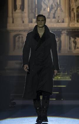 New York Mens Fashion Week Fall 2017 Model walks runway for Joseph Abboud collection during New York Mens Fashion Week Fall 2017 in Saint Stephens Church  LevxRadin