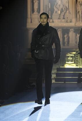 New York Mens Fashion Week Fall 2017 Model walks runway for Joseph Abboud collection during New York Mens Fashion Week Fall 2017 in Saint Stephens Church  LevxRadin