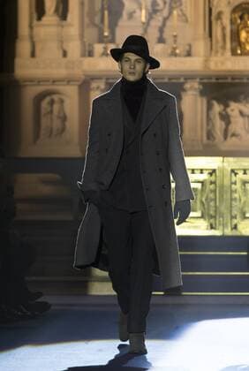 New York Mens Fashion Week Fall 2017 Model walks runway for Joseph Abboud collection during New York Mens Fashion Week Fall 2017 in Saint Stephens Church  LevxRadin