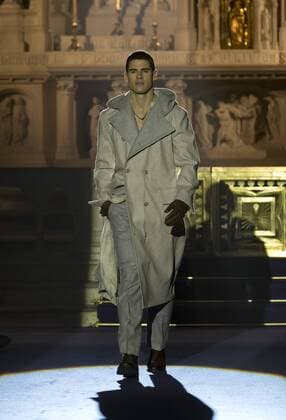 New York Mens Fashion Week Fall 2017 Model walks runway for Joseph Abboud collection during New York Mens Fashion Week Fall 2017 in Saint Stephens Church  LevxRadin