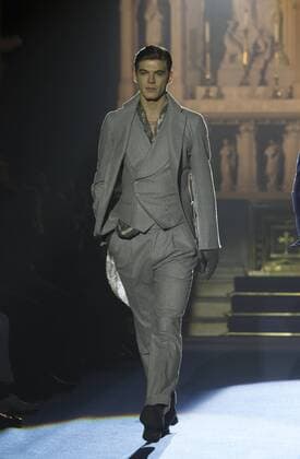 New York Mens Fashion Week Fall 2017 Model walks runway for Joseph Abboud collection during New York Mens Fashion Week Fall 2017 in Saint Stephens Church  LevxRadin