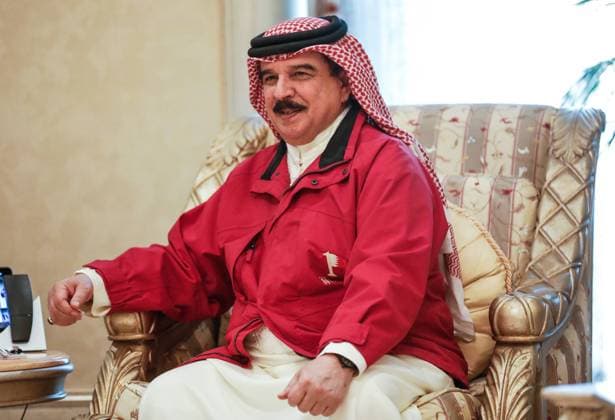 ABU DHABI, UNITED ARAB EMIRATES: King Hamad bin Isa Al Khalifa of Bahrain at a meeting with Russia s Foreign Minister Sergei Lavrov at the Emirates Palace Hotel. Alexander Shcherbak TASS  TS03F778