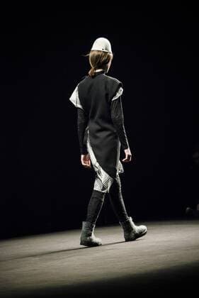 January 31, 2017 - Barcelona, Catalonia, Spain - A model walks the runway at the Miriam Ponsa fashion show presenting the new Autumn Winter 17-18 collection during 080 Barcelona Fashion Week Barcelona Spain - ZUMAo105 20170131_zap_o105_165 Copyright: xMatthiasxOesterlex