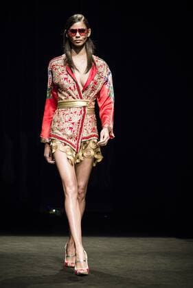 January 31, 2017 - Barcelona, Catalonia, Spain - A model walks the runway at the Custo fashion show presenting the new Way more - SS17 collection during 080 Barcelona Fashion Week Barcelona Spain - ZUMAo105 20170131_zap_o105_183 Copyright: xMatthiasxOesterlex