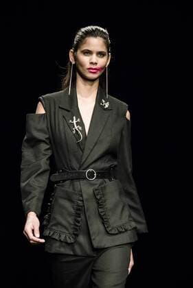 February 1, 2017 - Barcelona, Catalonia, Spain - A model walks the runway at the Anel Yaos fashion show presenting the new Autumn Winter 2017 18 collection during 080 Barcelona Fashion Week Barcelona Spain - ZUMAo105 20170201_zap_o105_036 Copyright: xMatthiasxOesterlex